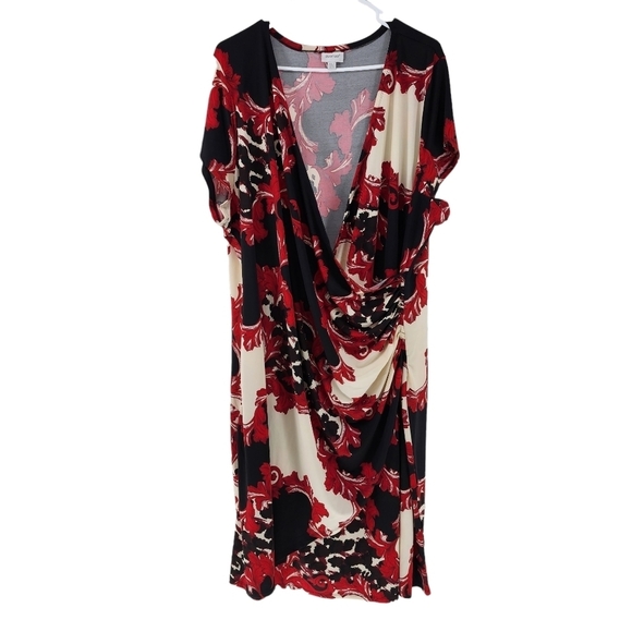 Avenue Women's Red Scroll Donna Print Dress - 26/28 - Picture 2 of 7